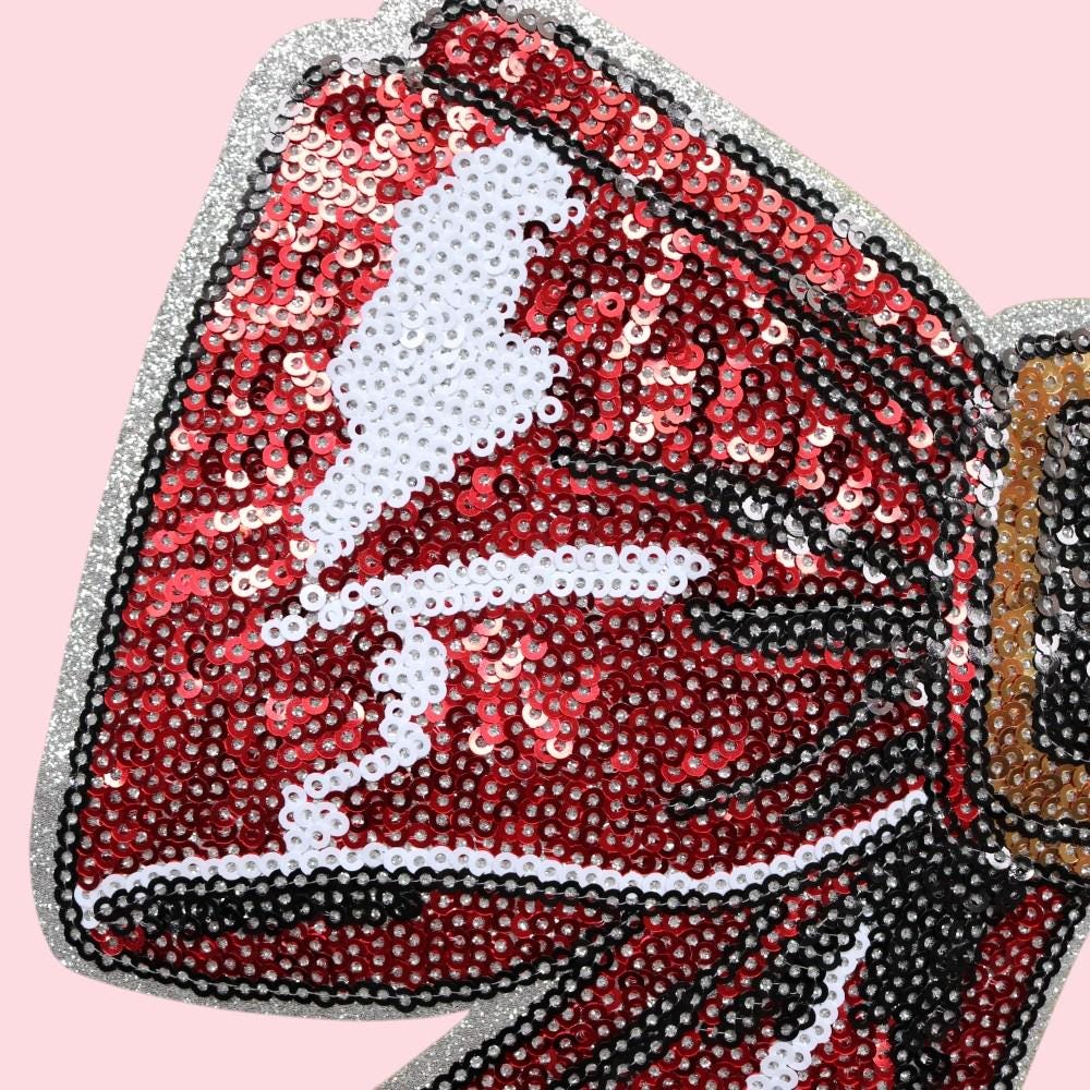 Santa Bow Large Sequin Patch